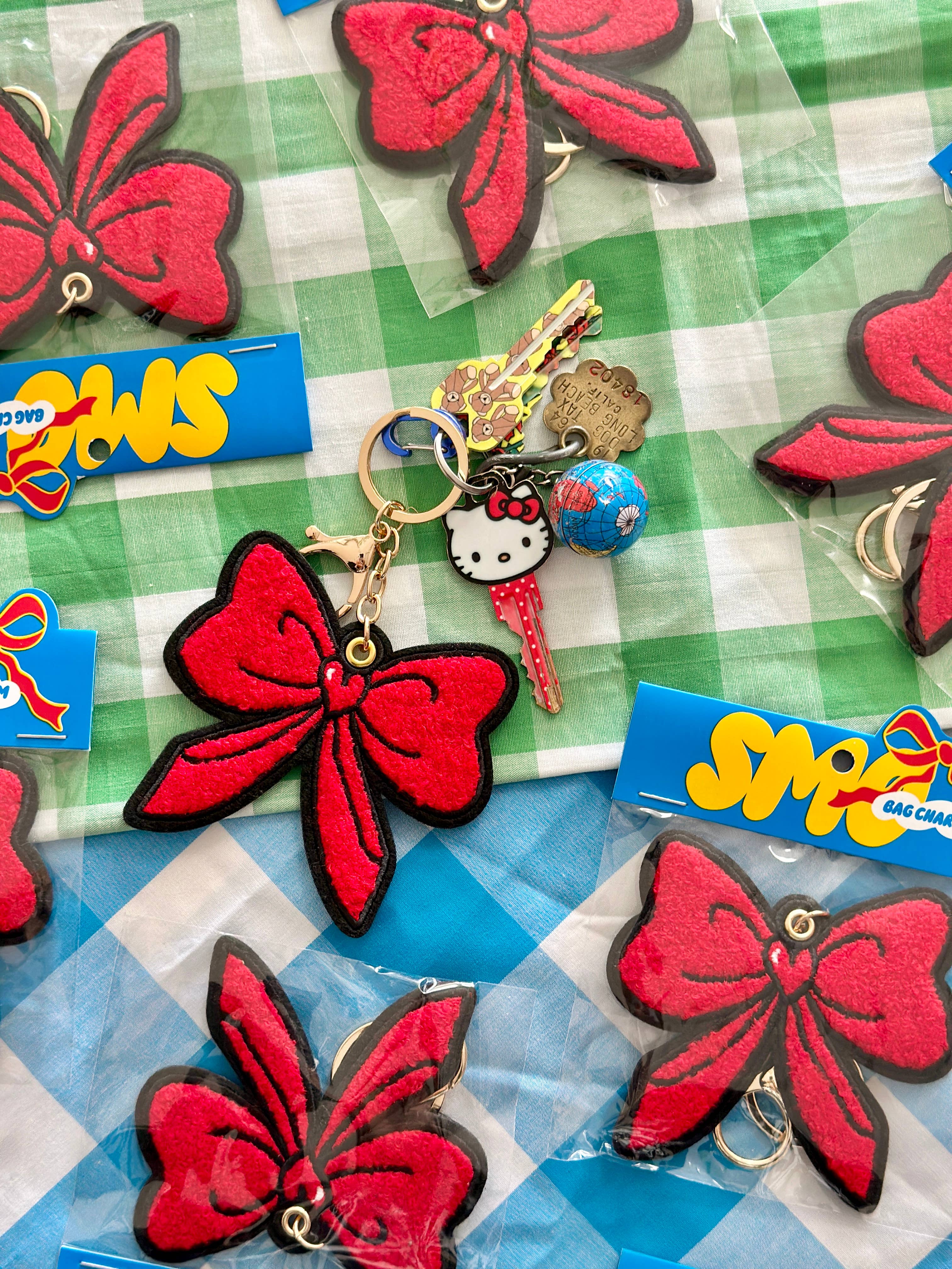 Red Bow Bag Charm Keychain