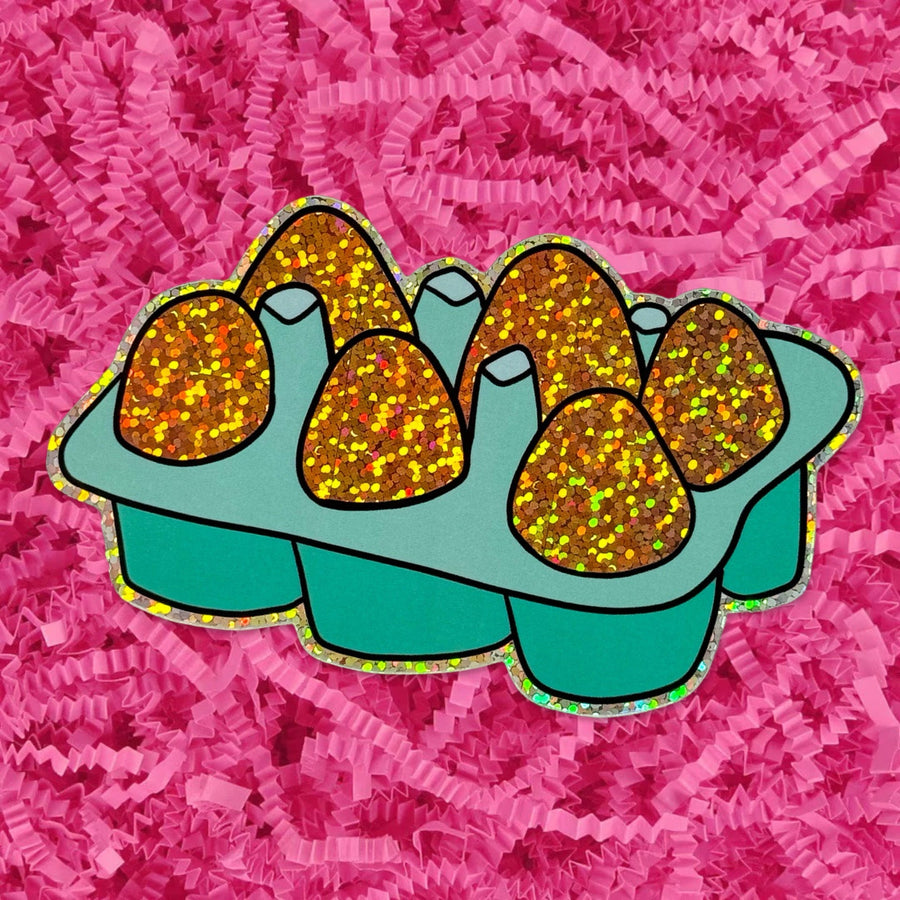 Glitter Half Dozen Eggs Sticker