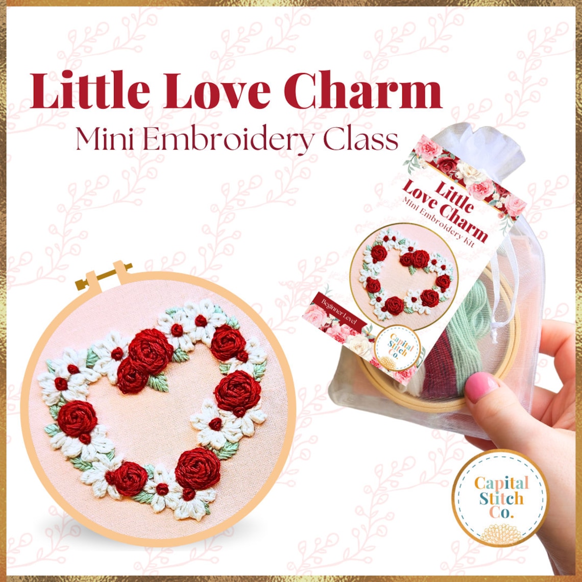 Red Little Love Charm Mini Embroidery Kit