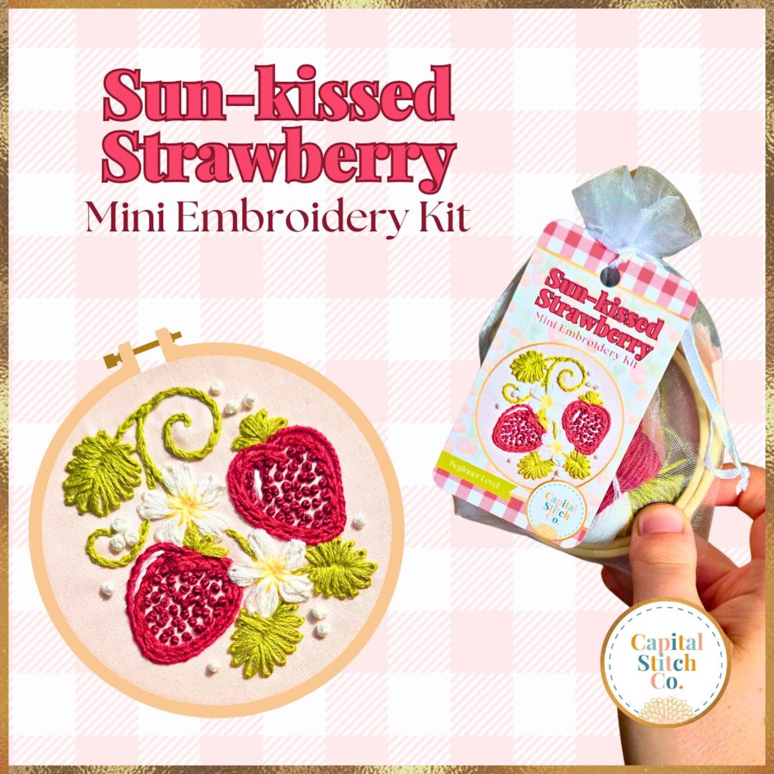 Sun-kissed Strawberry Embroidery Mini Kit