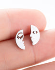 Moon Face Stud Earrings