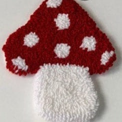Punch Needle Mug Rug - Red Mushroom