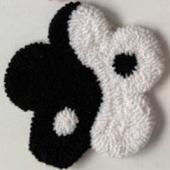 Punch Needle Mug Rug - Yin Yang Flower