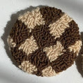 Punch Needle Mug Rug - Brown Checkered