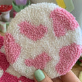 Punch Needle Mug Rug - Pink Cow Print