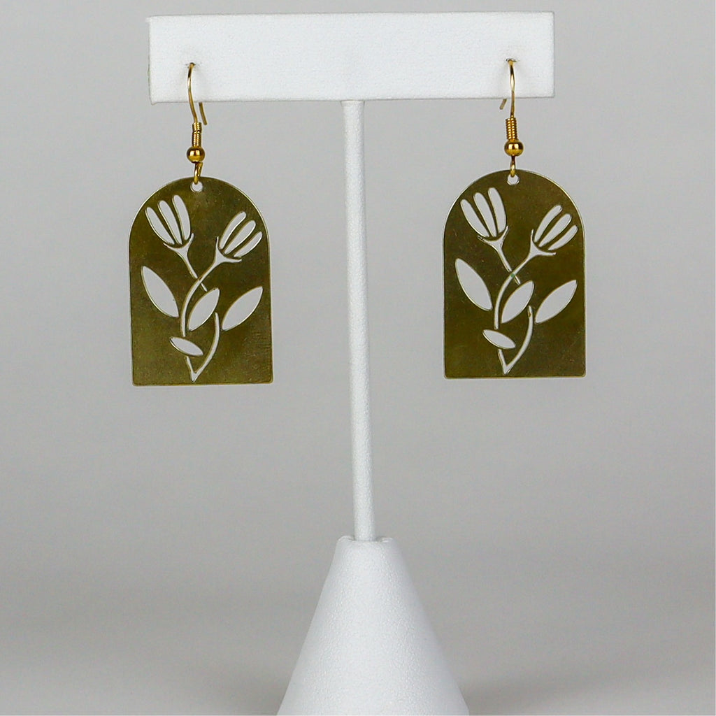 Gold Charm Hook - lasercut brass dandelion