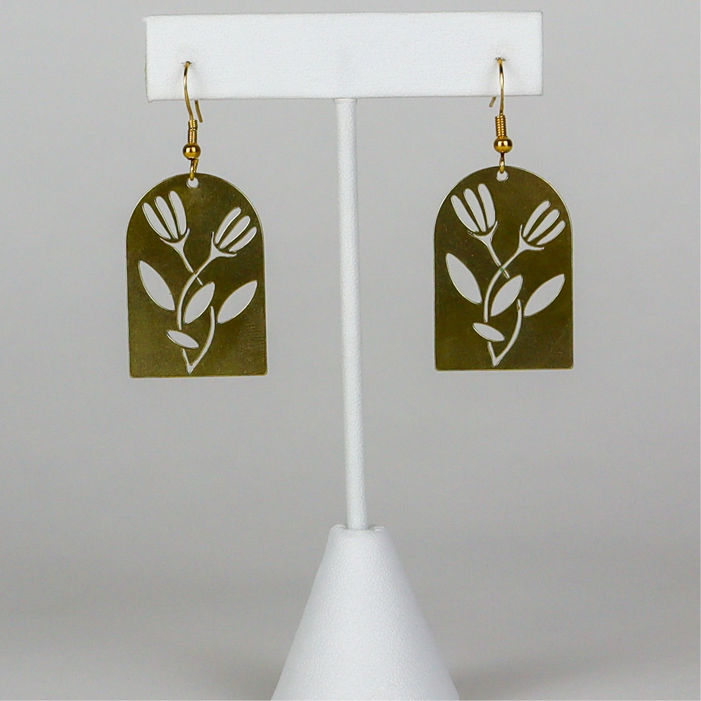 Gold Charm Hook - lasercut brass dandelion