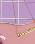Overwhelmed Nameplate Necklace- Gold
