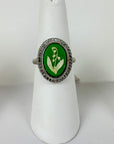Repurposed Vintage 1950s German Green Glass Lily of the Valley Ring