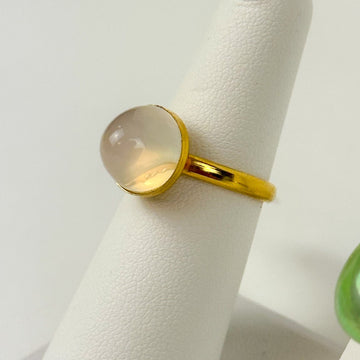 Repurposed Vintage 1940s Czech Glass Iridescent Dome Ring