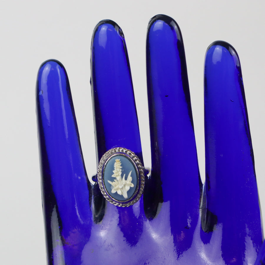 Repurposed Vintage 1960s German Lavender Sprig Glass Ring