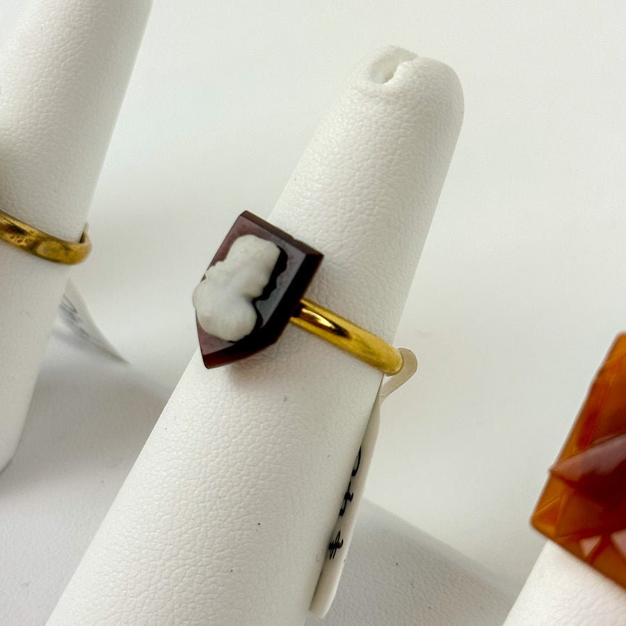 Repurposed Vintage 1950s German Glass Brown Cameo Ring