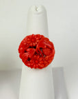 Repurposed Vintage 1930s Czech Glass Coral Flowers Ring