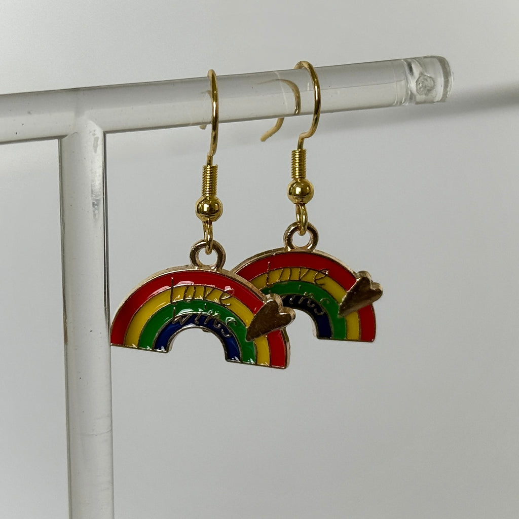Love Wins Rainbow Heart Pride Earrings