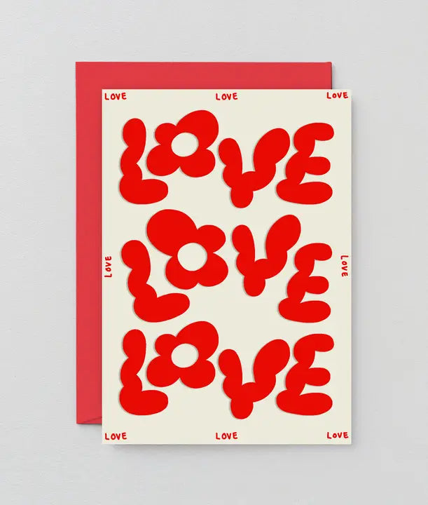 'Love Love Love' Embossed Greetings Card