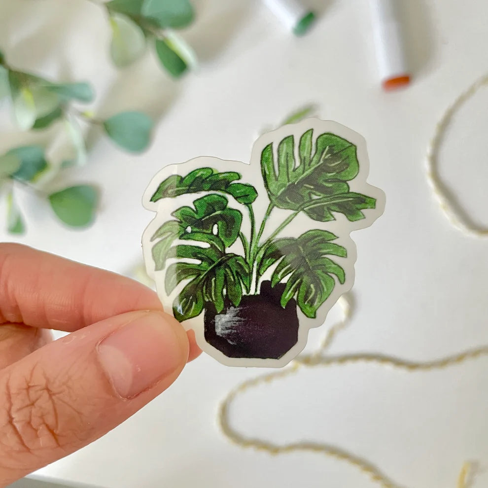 Hand-Illustrated Monstera Houseplant | 2" Vinyl Sticker