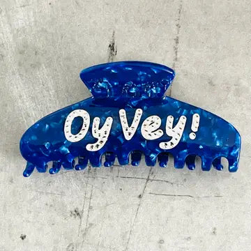 Oy Vey Word Rhinestone Hair Claw Clip Novelty Jewish