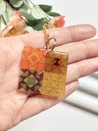 Hand-Illustrated Quilt Squares | Handmade Acrylic + Resin Keychain/Bag Charm