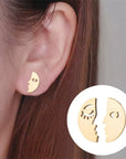 Moon Face Stud Earrings