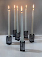 Smoke Fluted Glass Square Candlestick Holder