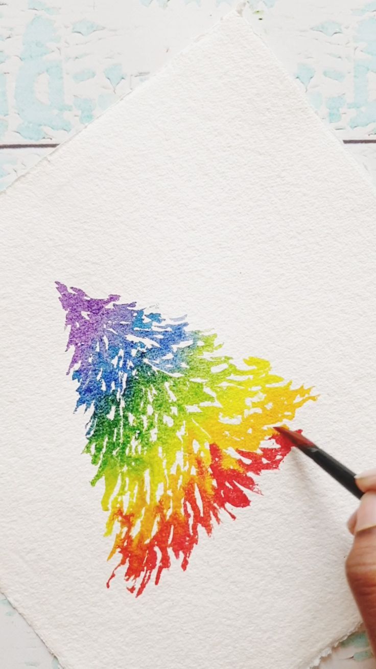 Rainbow Tree Watercolor