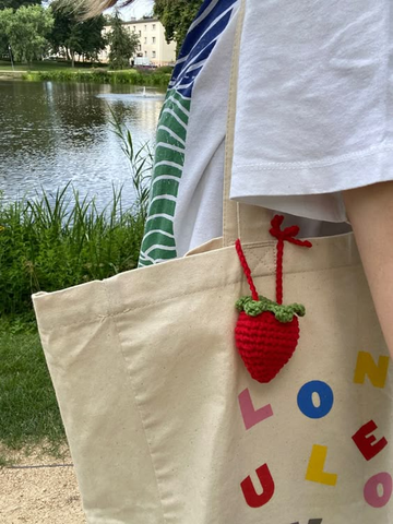 Beginner/Intermediate Strawberry Crochet Bag Charm