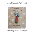 Hot Sauce with Flowers Enamel Pin