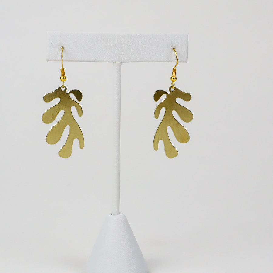 Gold Abstract Leaf Earrings