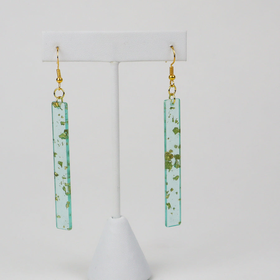 Turquoise Gold Leaf Earrings