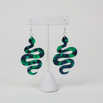 Green and Blue Snake Earrings