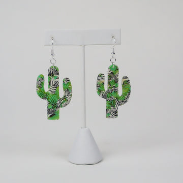 Green Zebra Cacti Earrings