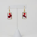 Red Rectangle Pressed Flower Earrings