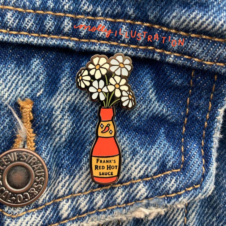 Hot Sauce with Flowers Enamel Pin