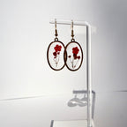 Pressed Flower Earrings - Big Red Oval