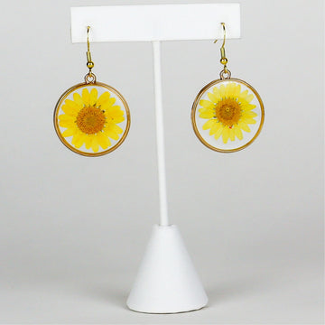 Yellow Daisy Pressed Flower Earrings