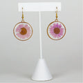 Pink Daisy Pressed Flower Earrings