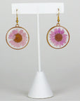 Pink Daisy Pressed Flower Earrings