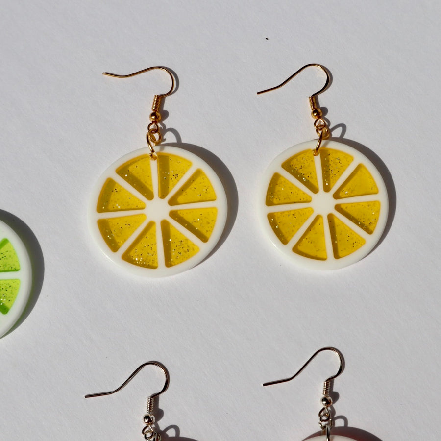 Glittery Citrus Slice (Orange, Lemon, Lime) Earrings